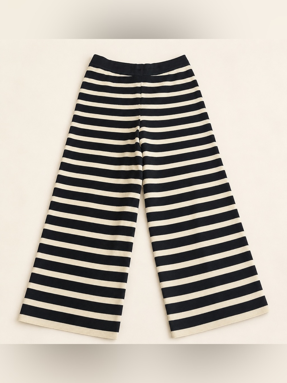 NWOT ZARA Striped Wide-Leg Cropped Stretchy Pants